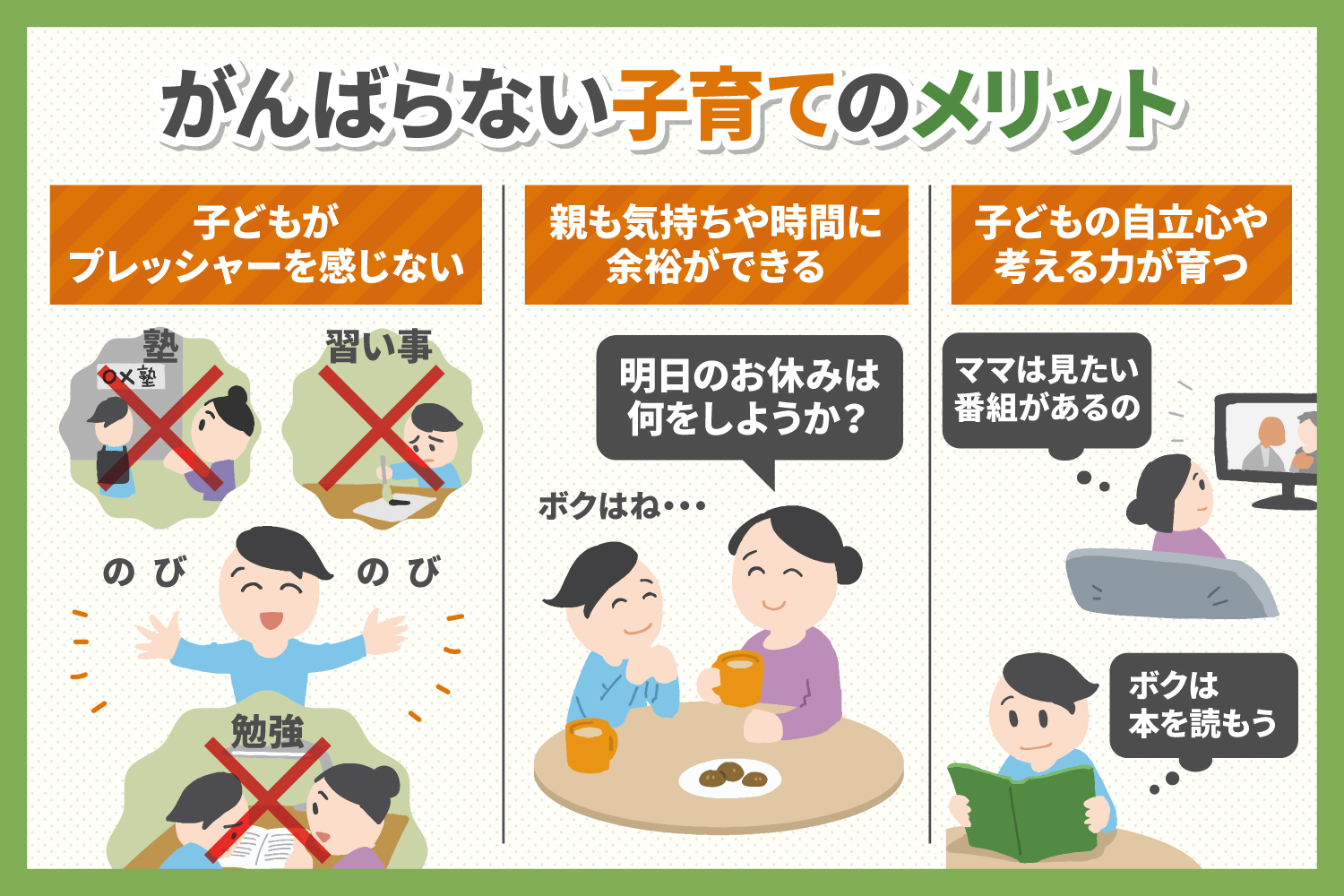 がんばらない子育てが丁度よい。子どもを伸ばす適当ママとは？